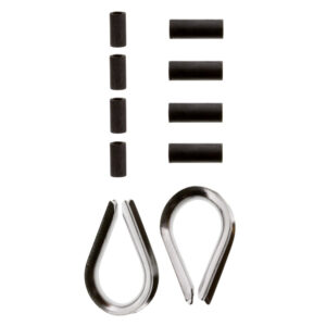 Cable ferrules and thimbles for wire rope assembly.