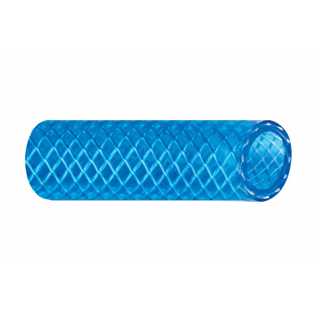 Blue reinforced flexible PVC hose