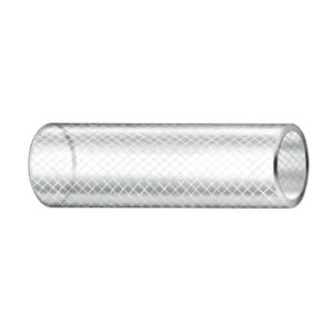 Clear braided plastic hose segment