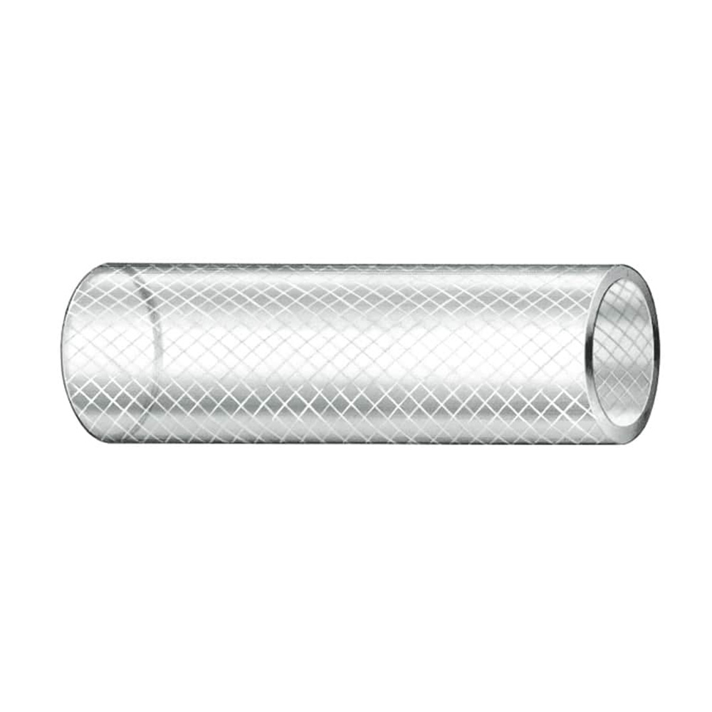 Clear braided plastic hose segment