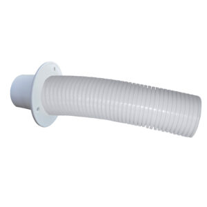 White flexible corrugated hose with flange