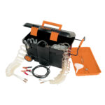 Portable car battery charger kit with accessories.