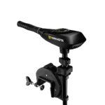 Minn Kota trolling motor on white background.