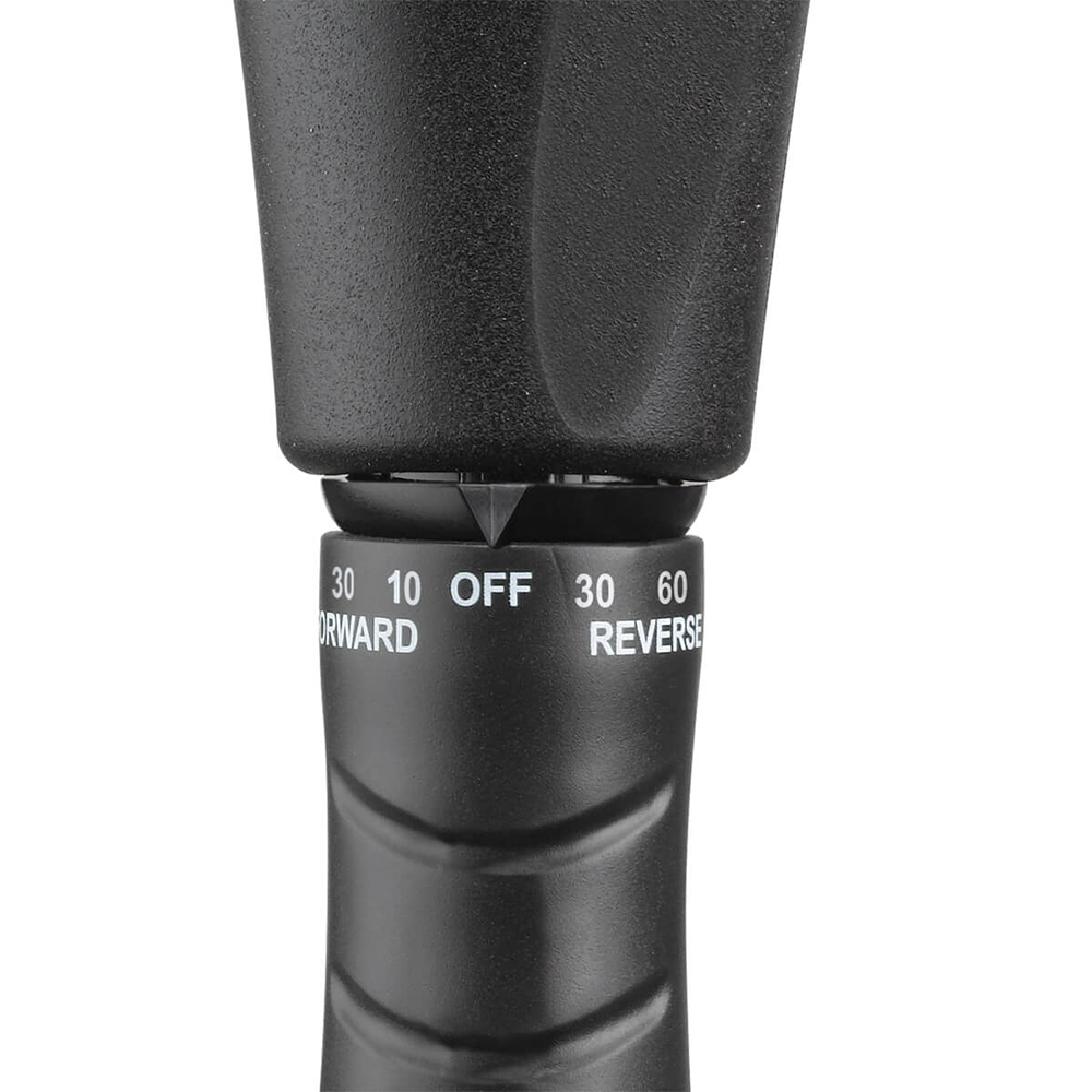 Control dial with forward and reverse settings.