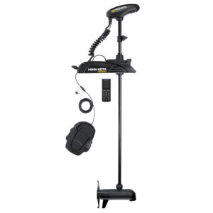 Electric trolling motor with remote and foot pedal.