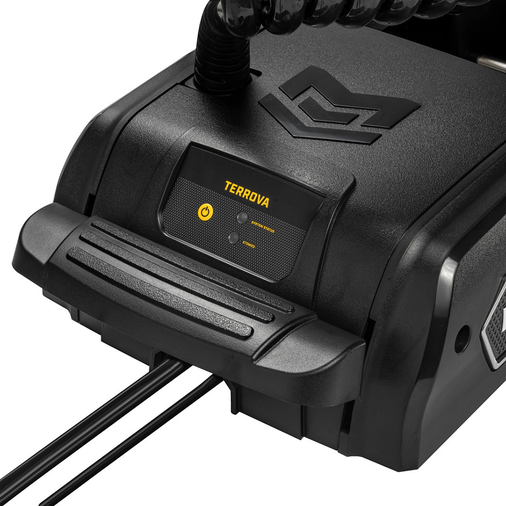 Black motorized equipment with control panel.