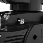 Close-up of a black mechanical device component.