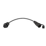 Black data cable with connectors and caps