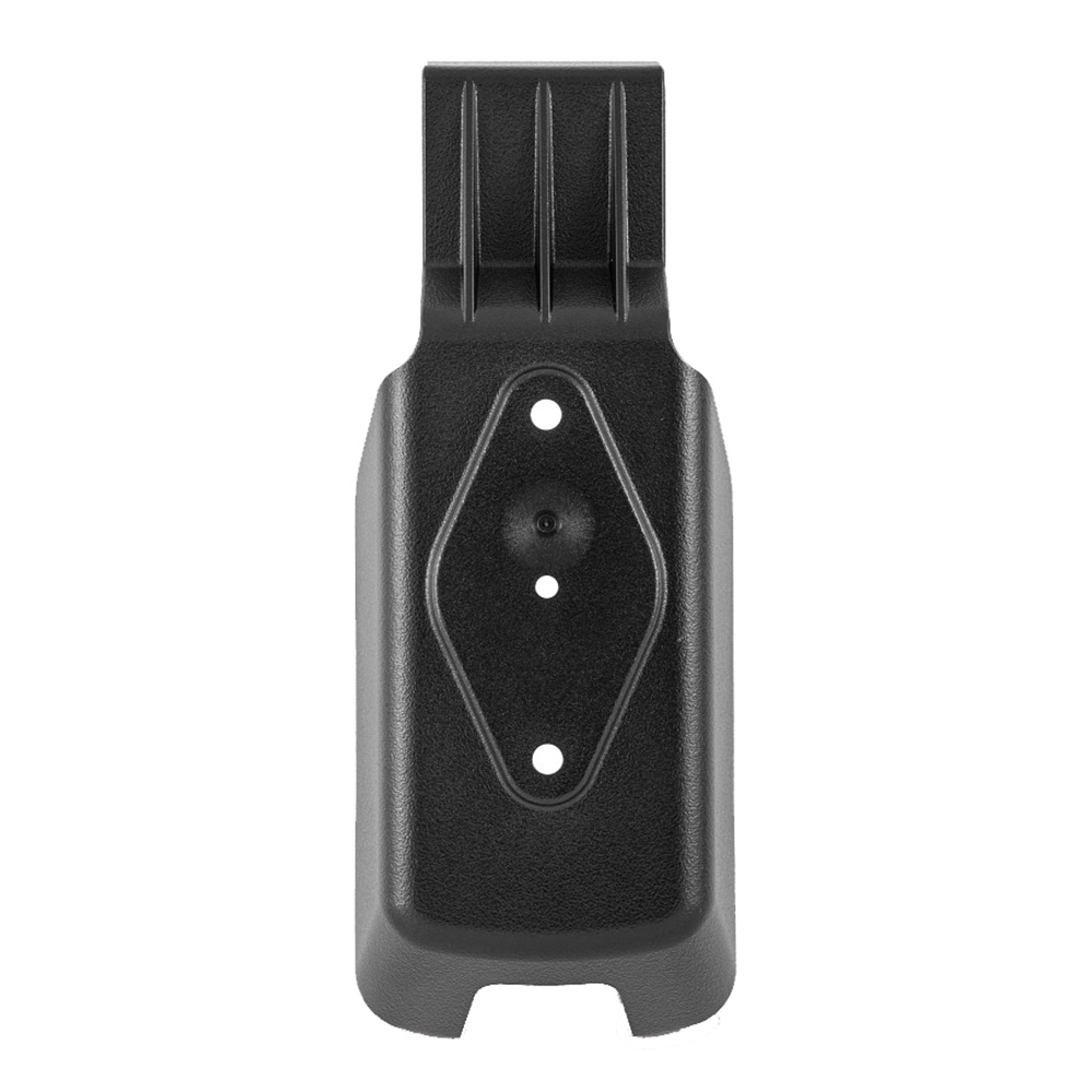 Black plastic tool holder mounting bracket.