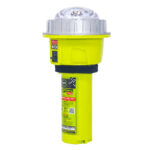 Yellow emergency flare beacon for maritime safety.