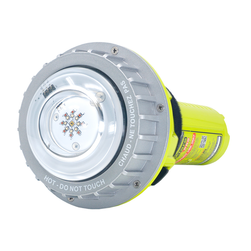 Industrial safety light with warning label