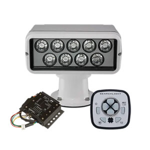 Marine searchlight with remote and control box.