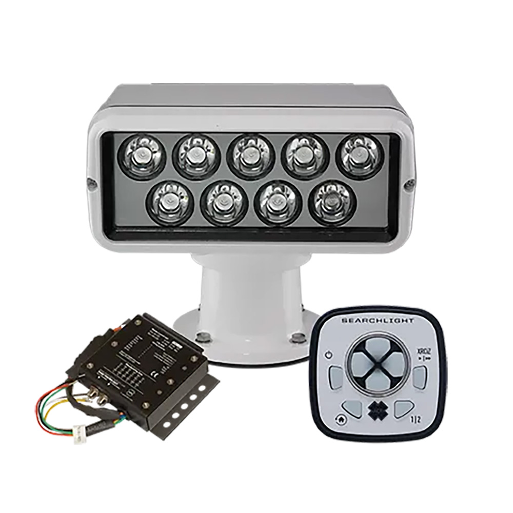 Marine searchlight with remote and control box.