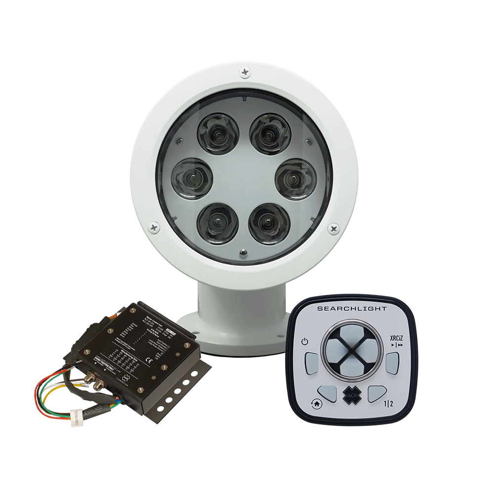 Marine searchlight with remote control and power supply