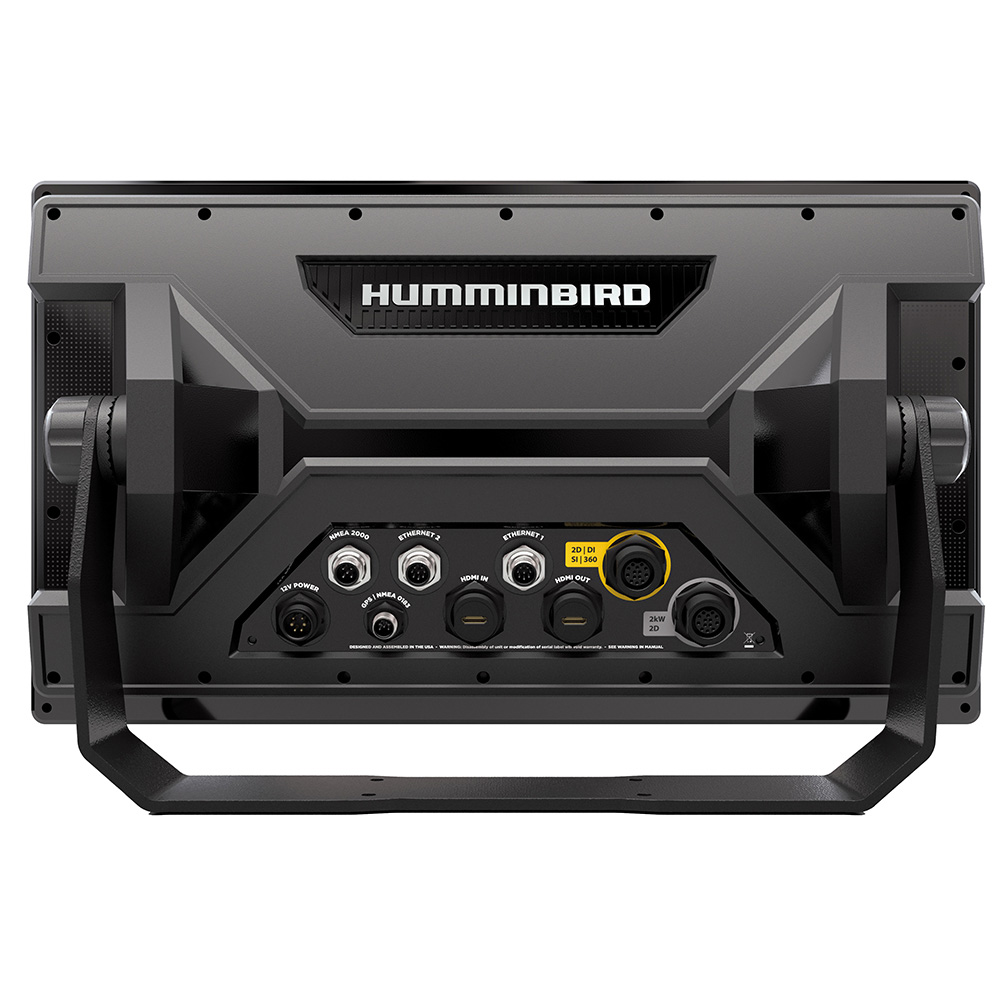 Back view of Humminbird marine device connectors.