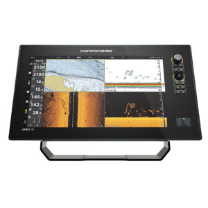 Apex 16 sonar display with navigation charts.