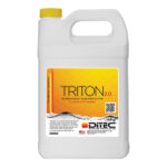 Triton teak protector bottle with yellow label.