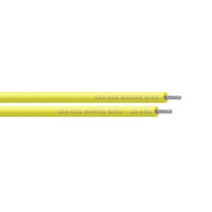 Yellow Sea-Dog marine wire, 18 AWG, close-up view.