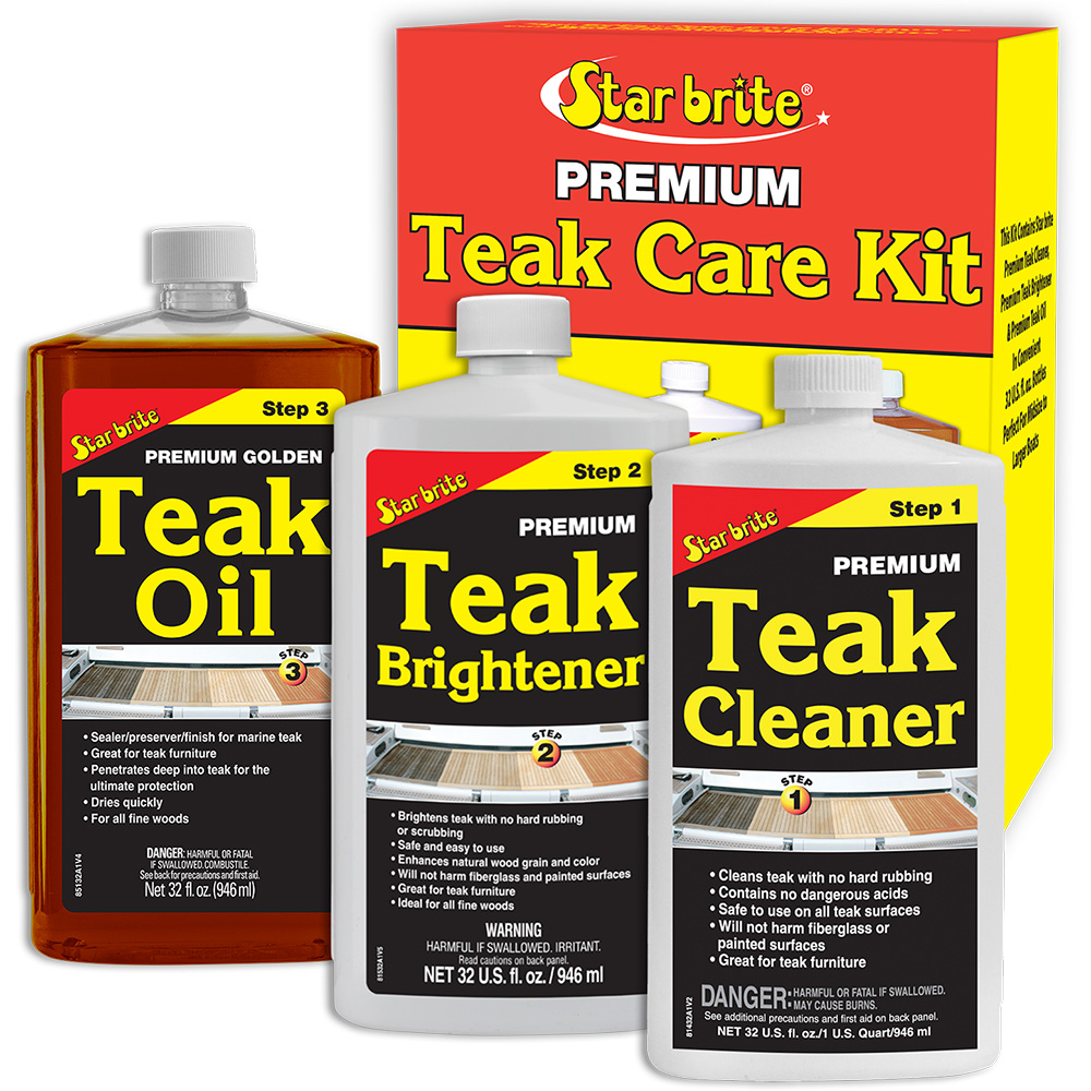 Star brite Premium Teak Care Kit products display.