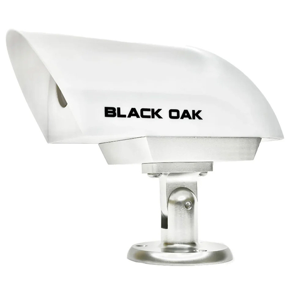 Black Oak white security camera mount.