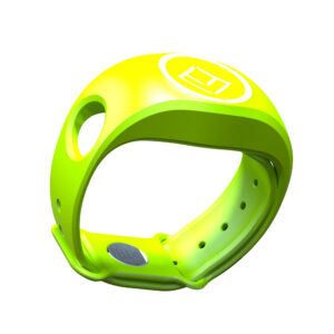 Bright green sports wristband with logo