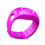 Pink wristband with logo design.