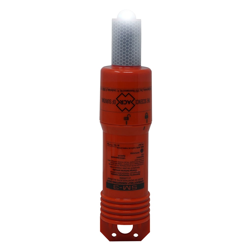 Emergency survival flare with bright light on top.