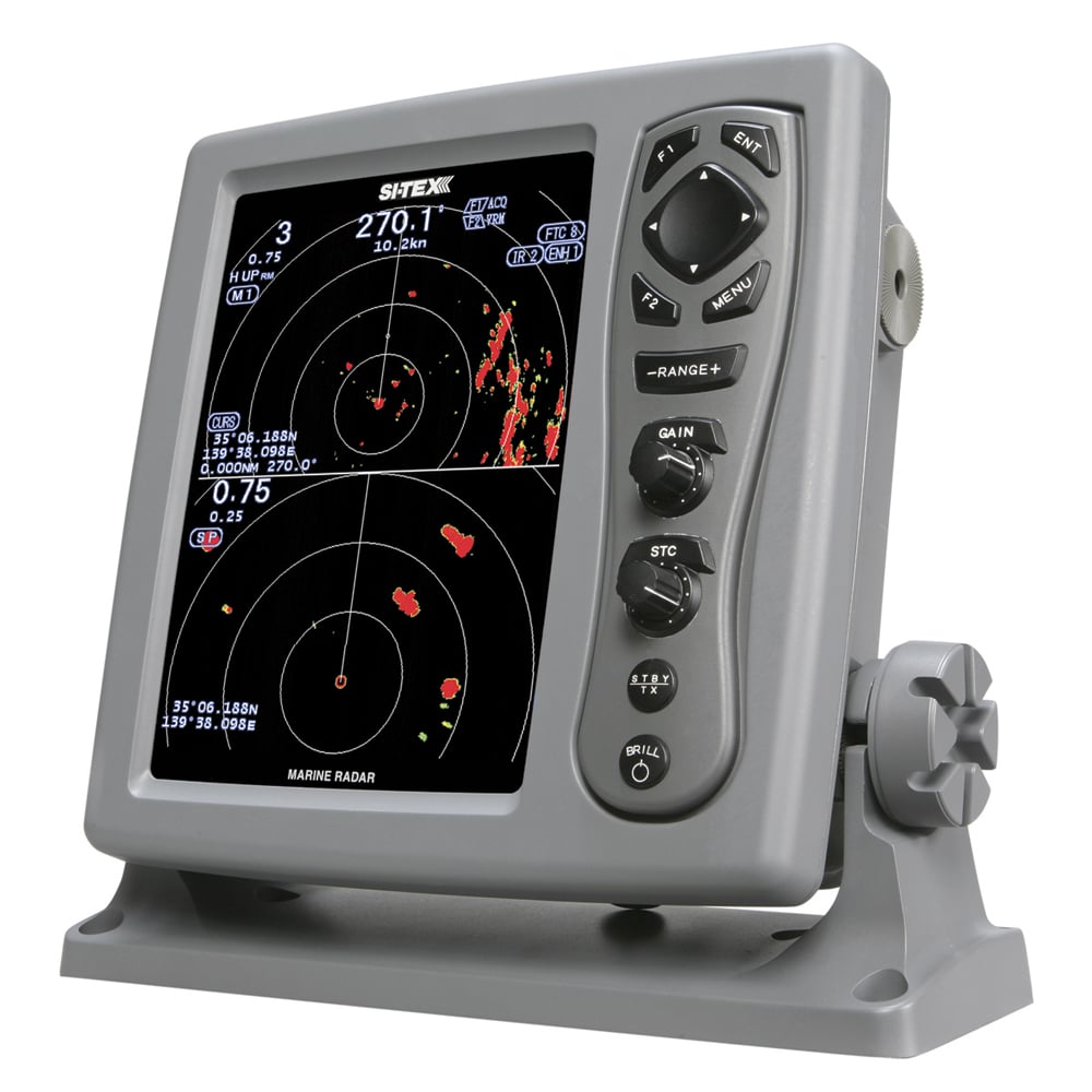 Marine radar with nautical navigation display.