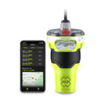 ACR GlobalFix V5 EPIRB with smartphone interface.