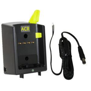 Black battery charger with attached cable