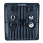Front view of industrial electronic device connectors.