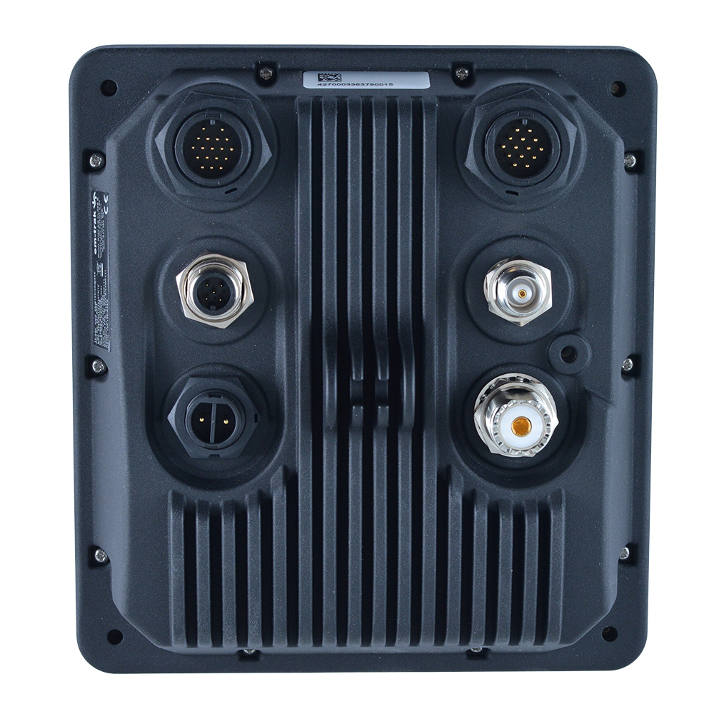 Front view of industrial electronic device connectors.