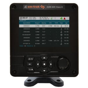 em-trak A200 AIS display showing vessel data