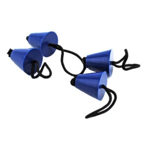 Blue cone-shaped grips with black cords