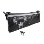 Black mesh bicycle frame bag with bull logo