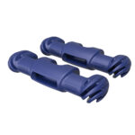Blue plastic clamp connectors for hoses