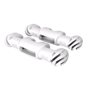 White adjustable brackets for various uses.