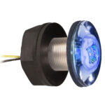 Round blue LED marine light with threaded mount