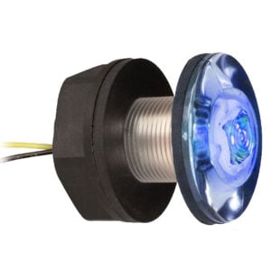Round blue LED marine light with threaded mount