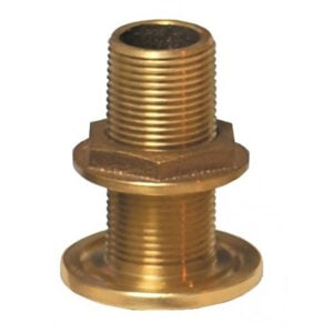 Brass threaded bulkhead pipe fitting with hex nut