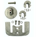 Metal hardware kit with bolts and connectors