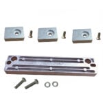 Metal mounting kit with bolts and brackets.