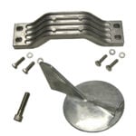 Metal bracket, screws, and circular object