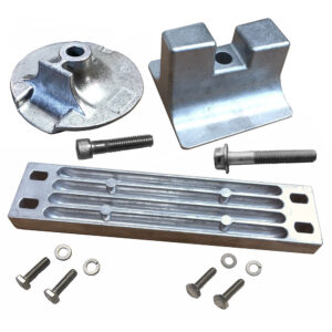 Metal components and bolts set for assembly or repair.