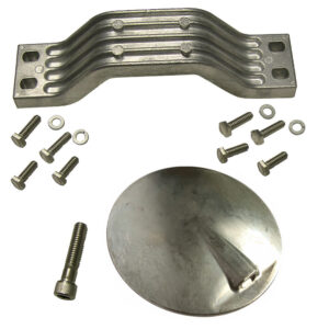 Metal support bracket with screws and cover plate