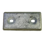 Rectangular metal plate with two holes.