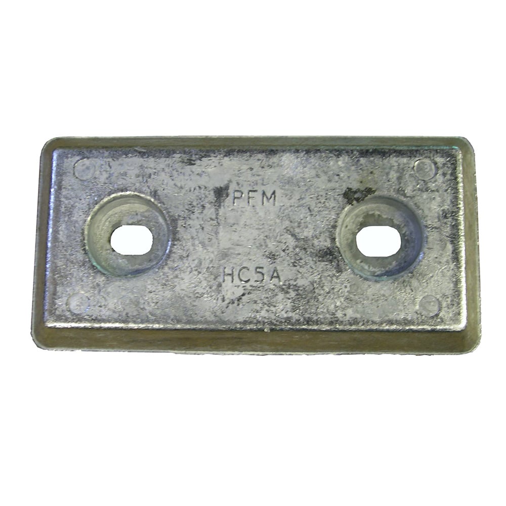Rectangular metal plate with two holes.