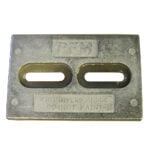 Metal diver's anode with two slots.