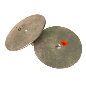 Round metal discs with central holes