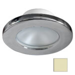 Round chrome ceiling light with frosted diffuser